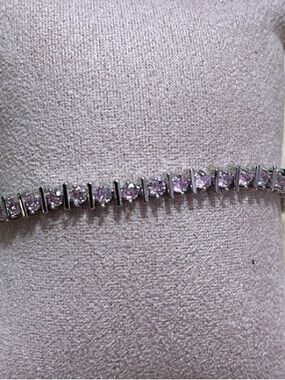 Pink CZ  Stone Tennis Bracelet in Silver Tone NWT